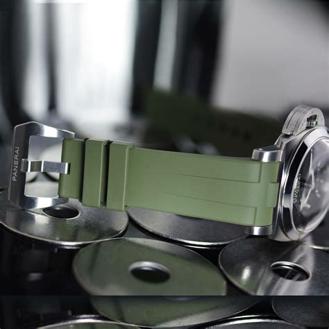 rubber military green watch strap for panerai luminor|Military Green Rubber Straps for Panerai Watches.